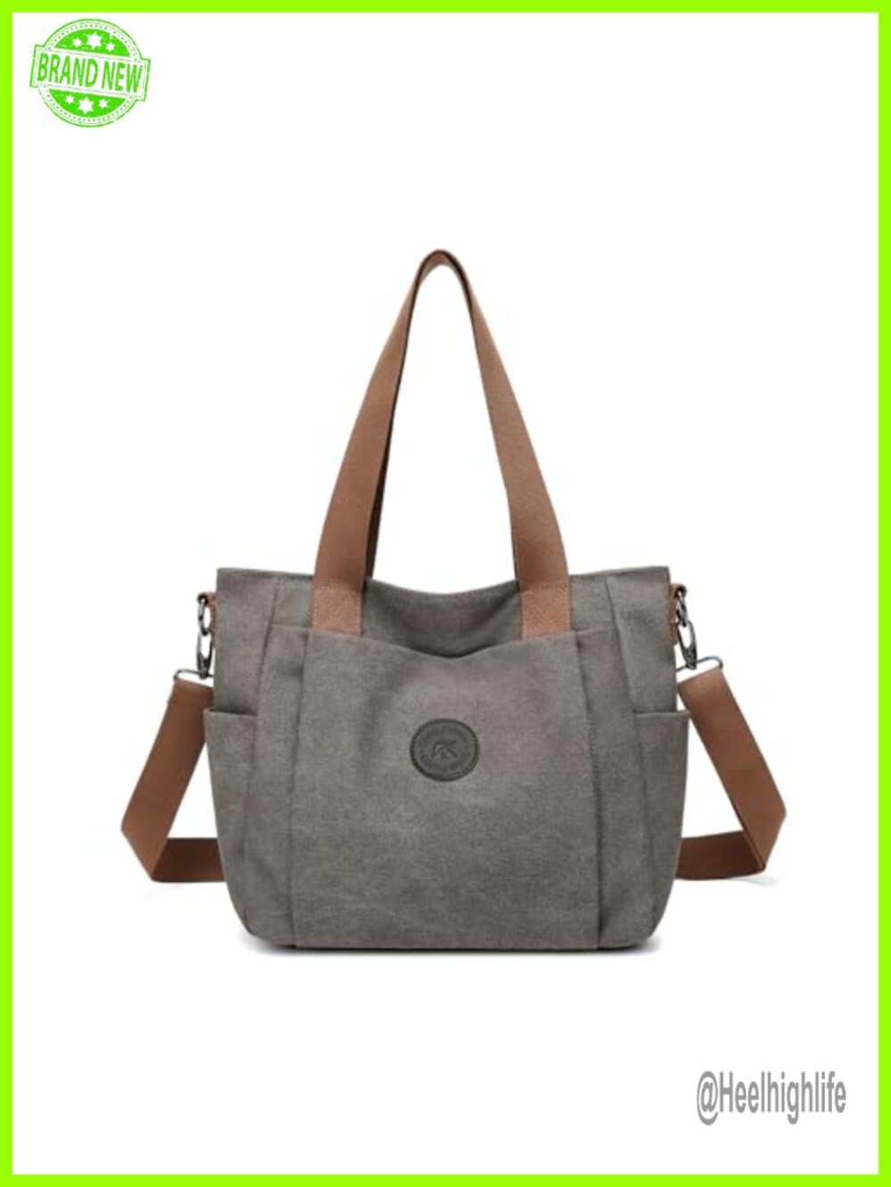 Washed Canvas Crossbody Tote Bag Shoulder Purse Adjustable Strap